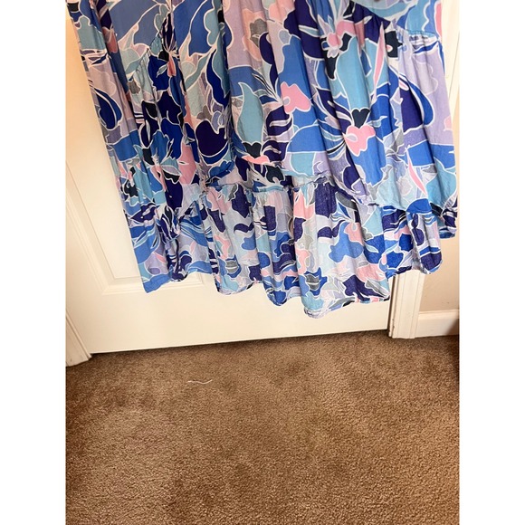 ABEL THE LABEL Anthropology Floral Boho Summer Maxi Dress Blue Size‎ Small - Picture 4 of 5